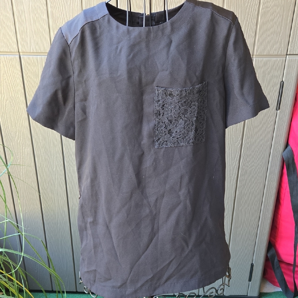 Black Short Sleeve Shirt with Pocket
